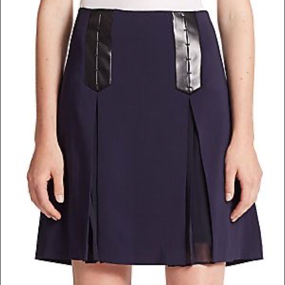 Rebecca Taylor Dresses & Skirts - Rebecca Taylor Leather Panelled Pleated Skirt